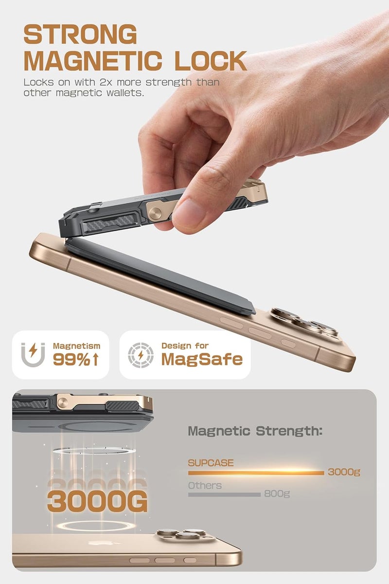 SupCase for MagSafe Wallet with Stand, Magnetic Wallet for Men, [Hold 5 Cards] [Adjustable Stand] [RFID Blocking] Phone Stand Credit Card Holder Tripod for iPhone 17/16/15/14/13/12 Series, Desert - Image 2